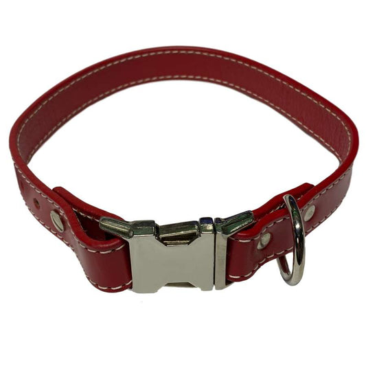 Leather Collar 20" - 22" Red - Dog Outdoor