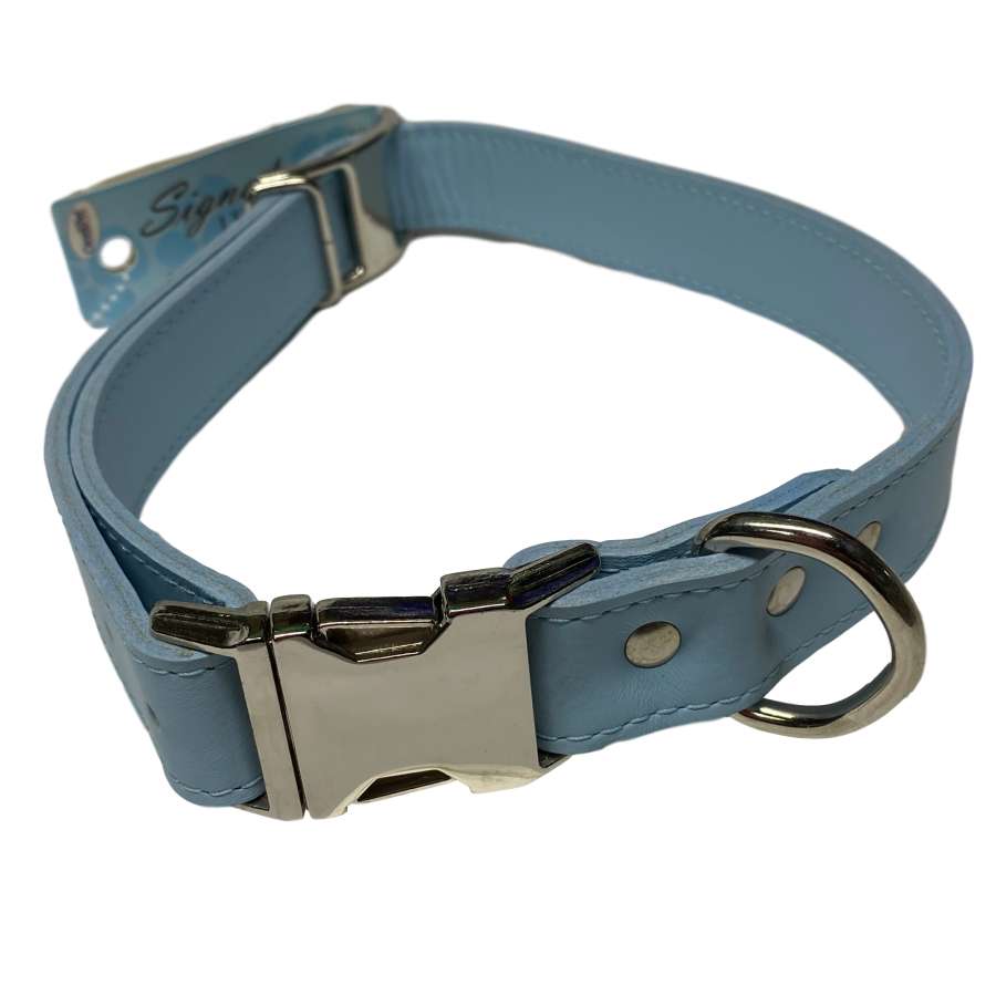 Leather Collar 22" - 26" Baby Blue - Dog Outdoor