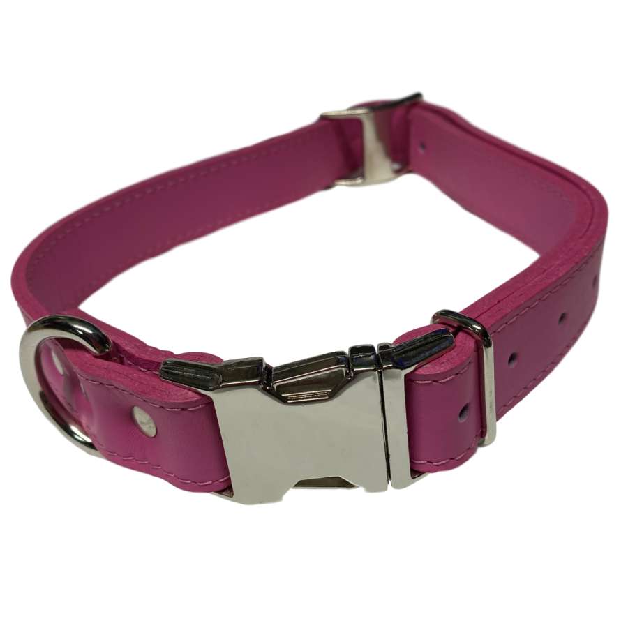Leather Collar 22" - 26" Pink - Dog Outdoor