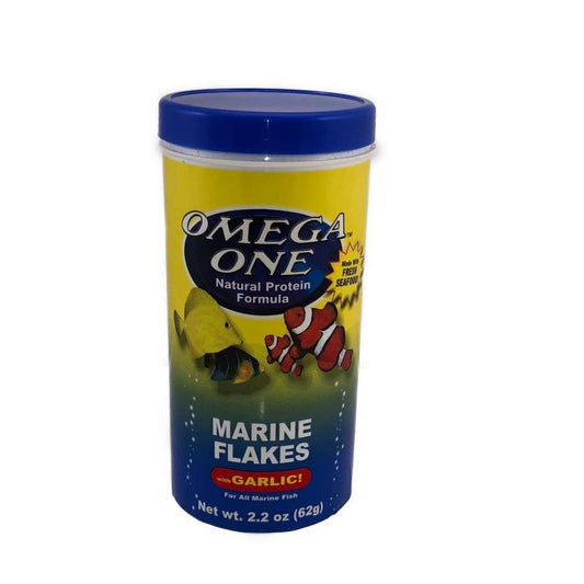 Fish Feeding - Omega One Marine Flakes With Garlic 5.3oz - Fish Feeding Products
