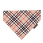 Bias Plaid Tan Dog Slide-On Bandana – Polyester, Tan, Sizes S, L