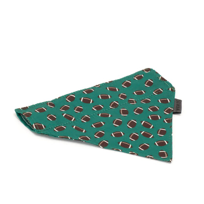 Football Dog Slide-On Bandana – Polyester, Green, Sizes S, L