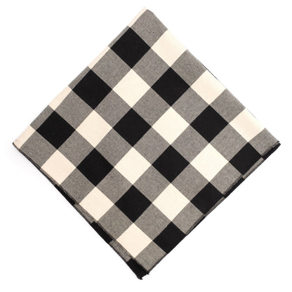 Black/Off White Buffalo Dog Bandana – Cotton, Black/White, Sizes S, L