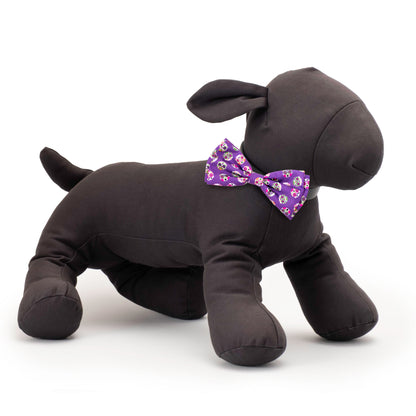 Skeletons Dog Bow Tie – Polyester, Black & Purple, Sizes S, L
