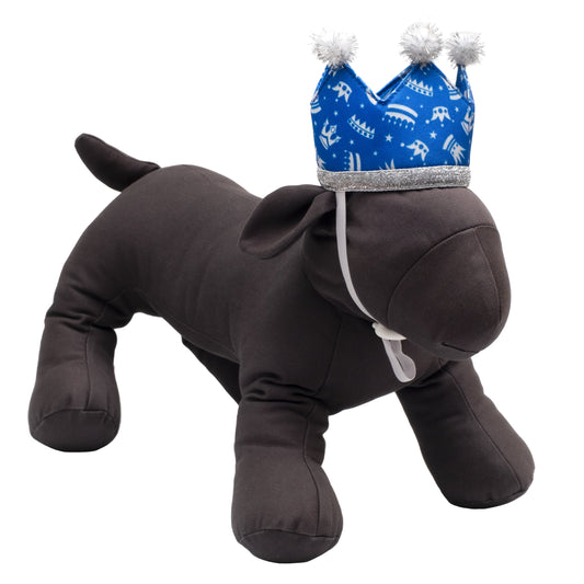 Birthday Crown Dog Hat – Polyester, Royal & Fuchsia, Sizes S, L