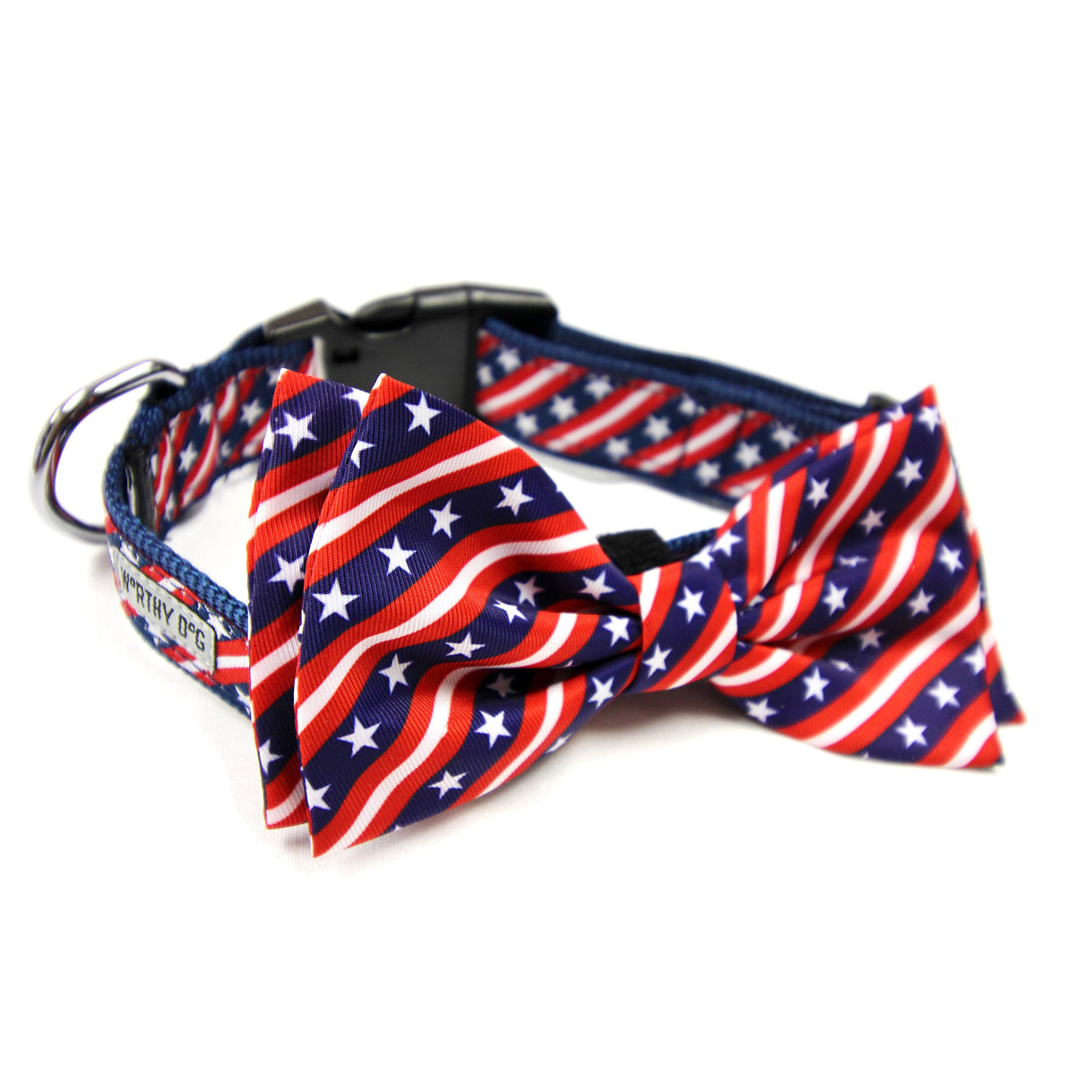 Bias Stars and Stripes Dog Bow Tie – Polyester, Red/White/Blue, Sizes S, L