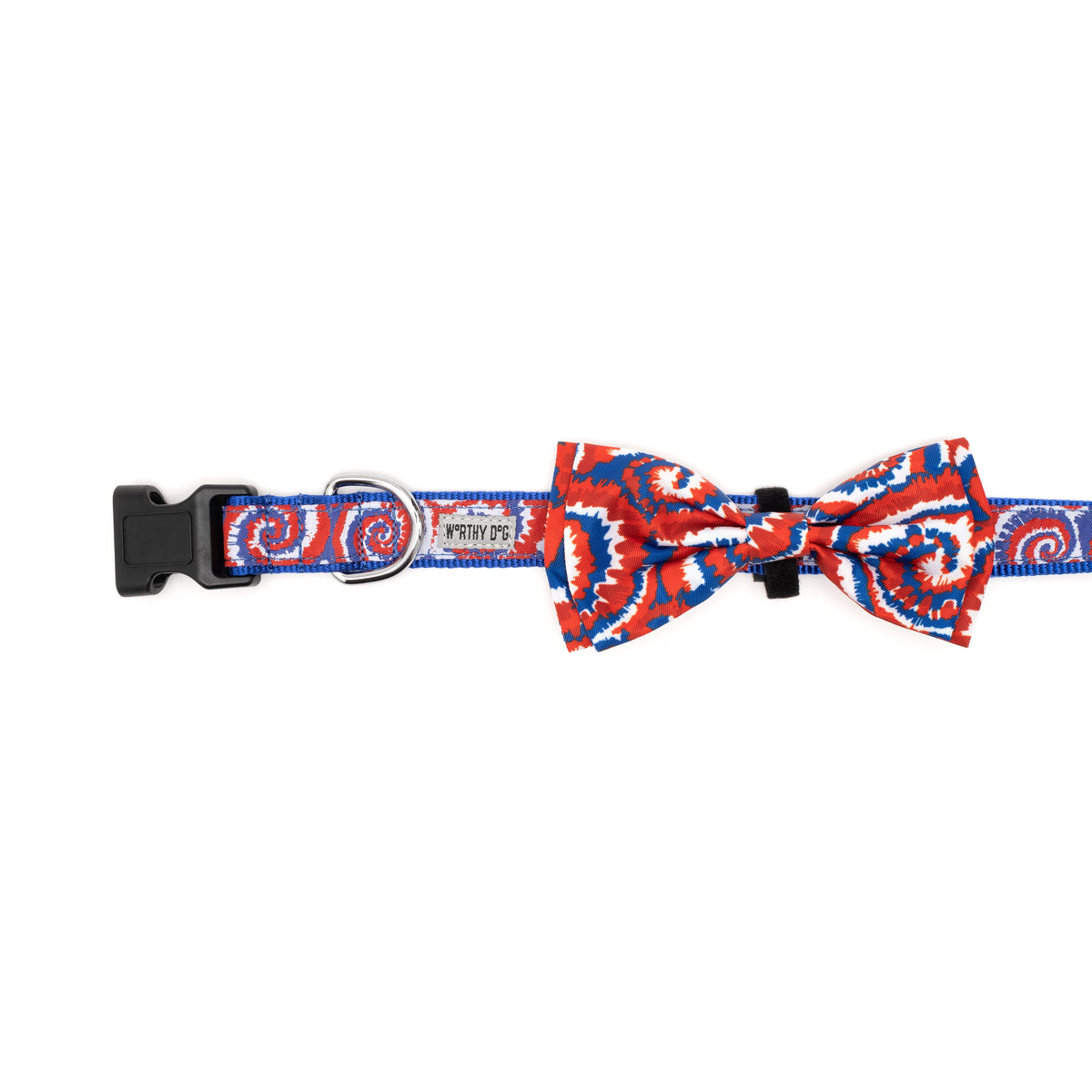 Kaleidoscope Dog Bow Tie – Polyester, Multicolored & Red/White/Blue, Sizes S, L