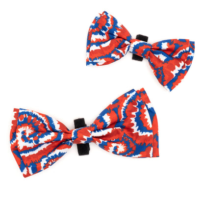 Kaleidoscope Dog Bow Tie – Polyester, Multicolored & Red/White/Blue, Sizes S, L