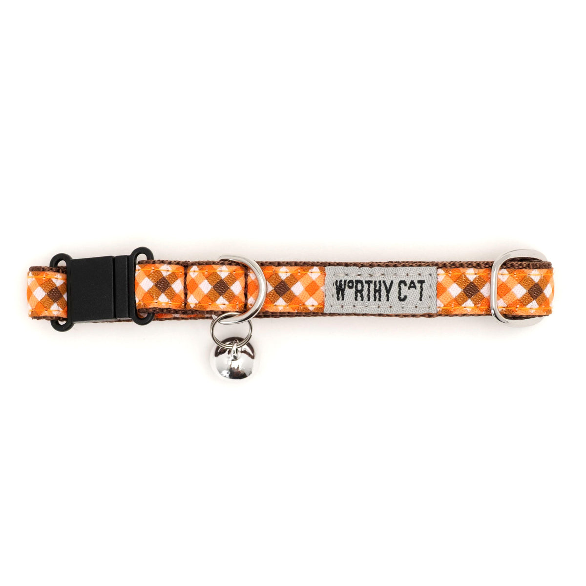 Fall Check Cat Collar – Brown/Orange, Size One Size