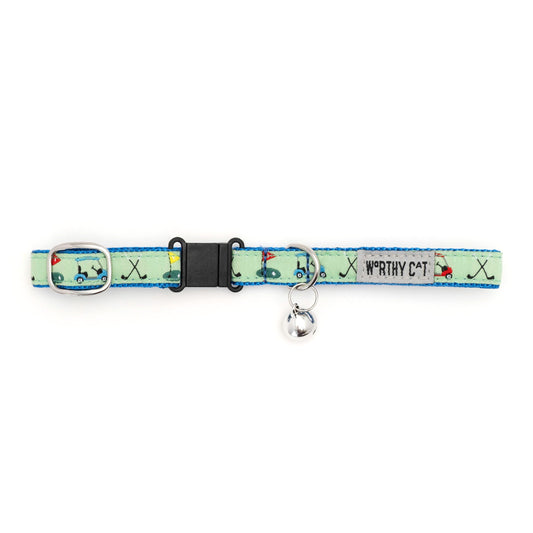 Golf Cat Collar – Green & Pink, Size One Size