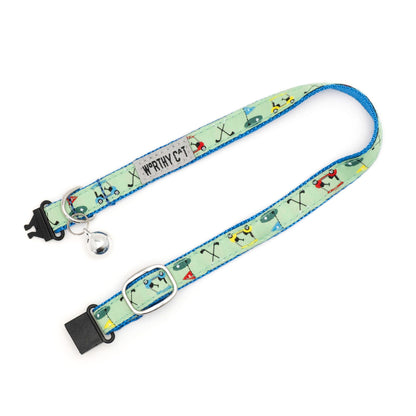 Golf Cat Collar – Green & Pink, Size One Size