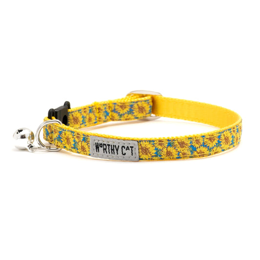 Sunflowers Cat Collar – Blue, Size One Size