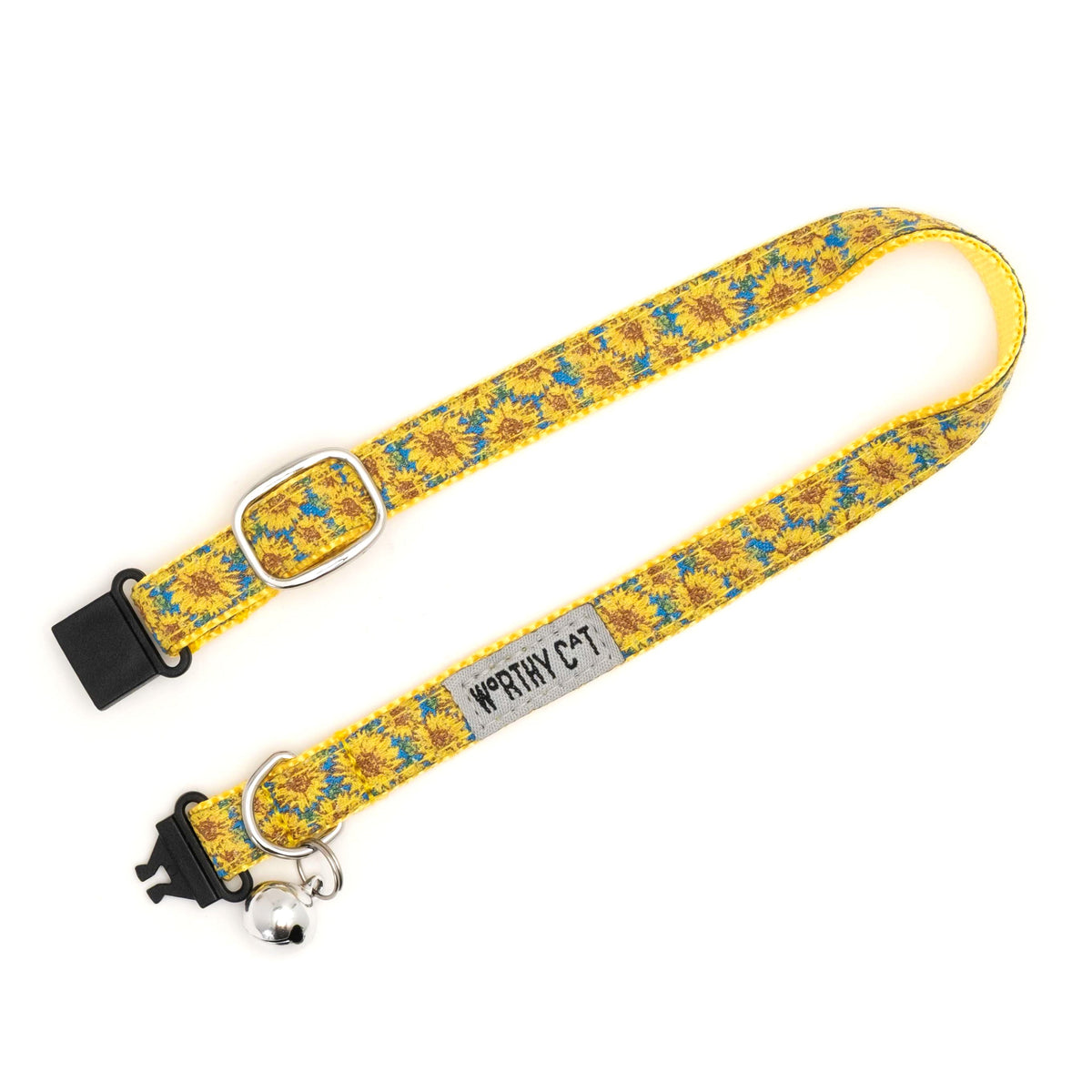 Sunflowers Cat Collar – Blue, Size One Size