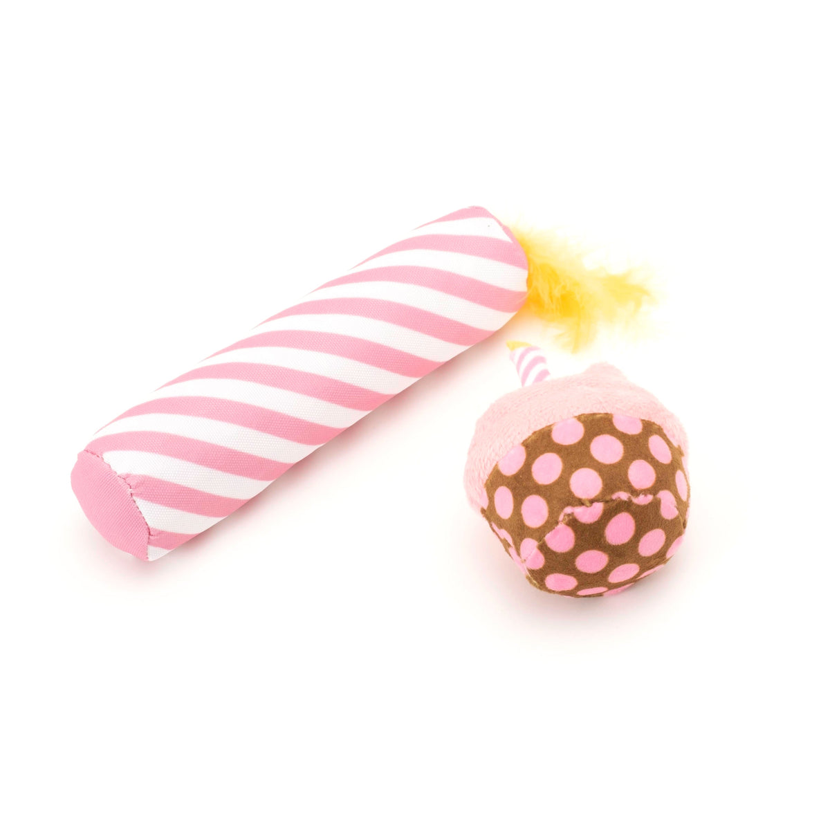 Birthday Cupcake & Candle Cat Toy Set Cat Toy – Pink & Blue, Size One Size