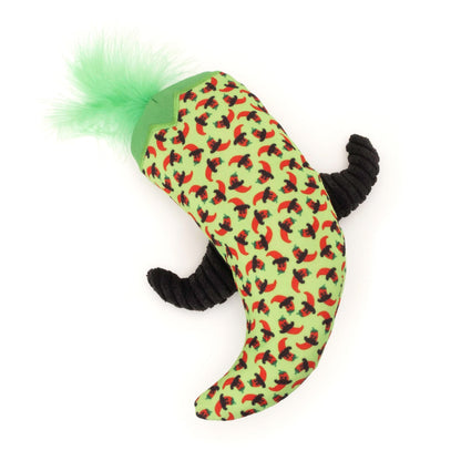 Lime Chili Pepper Catnip Kicker Toy with Crinkle Sound, back view
