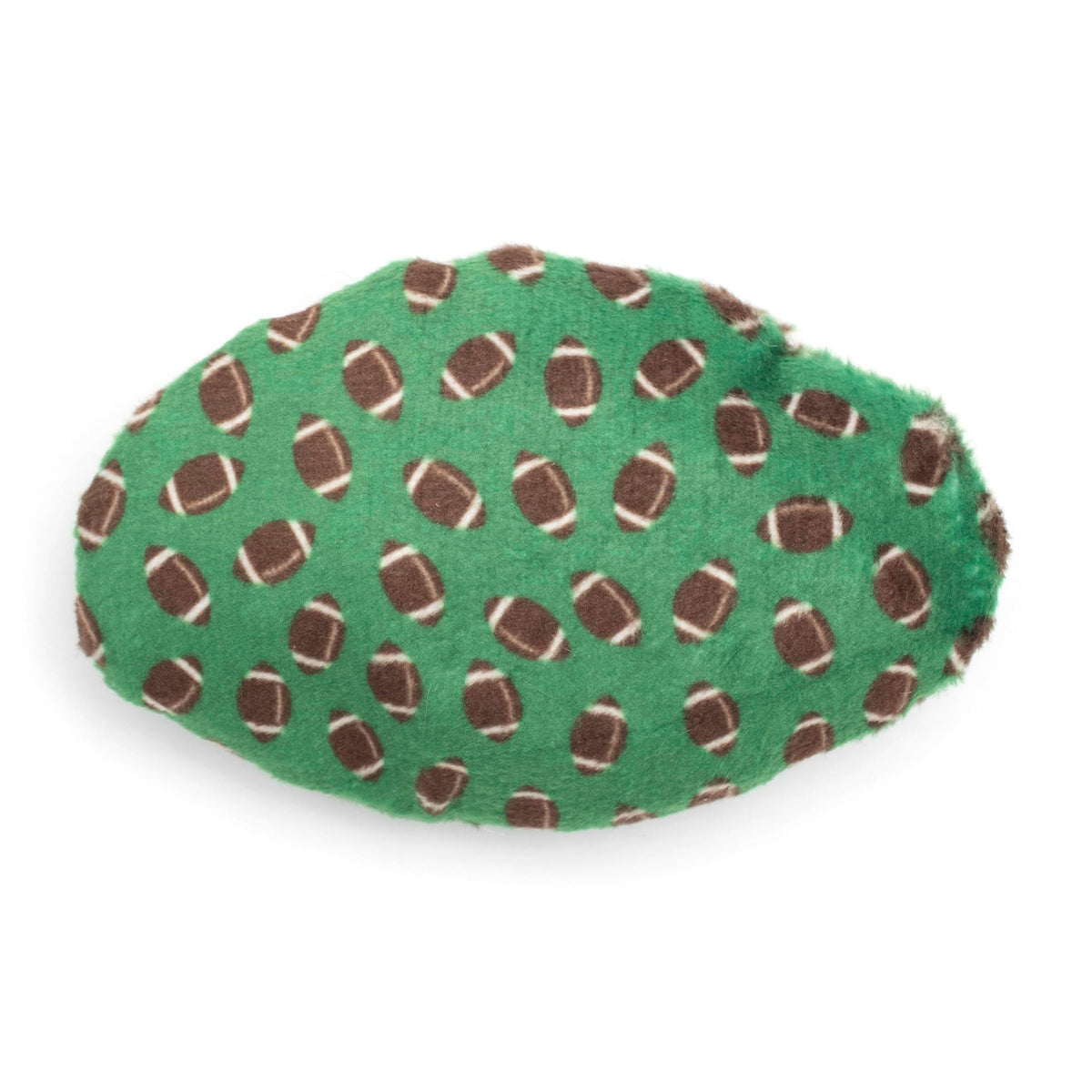 Green Football Catnip Cat Toy with Crinkle Sound, reverse football print