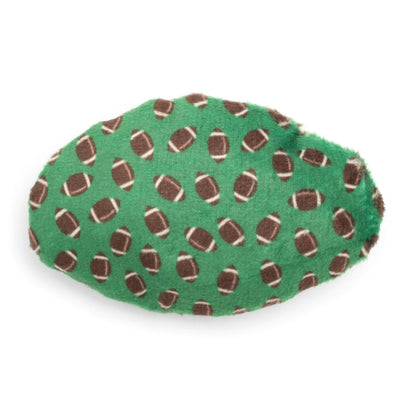 Green Football Catnip Cat Toy with Crinkle Sound, reverse football print