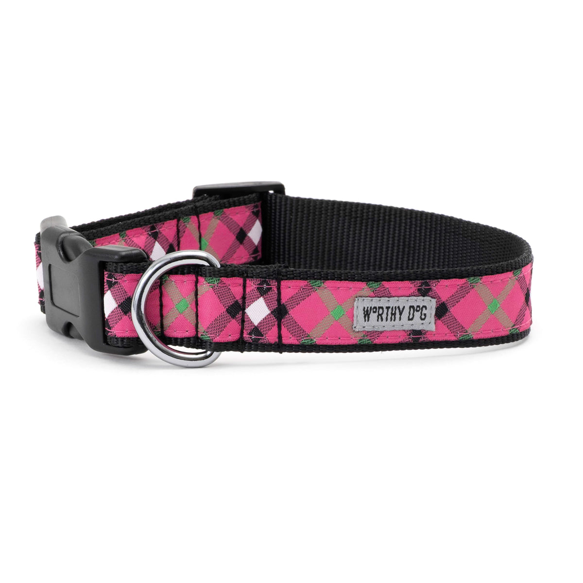 Bias Plaid Dog Collar – 5 colours, Sizes XS–XL