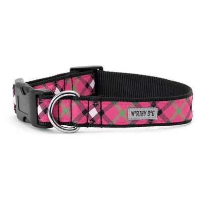Bias Plaid Dog Collar – 5 colours, Sizes XS–XL