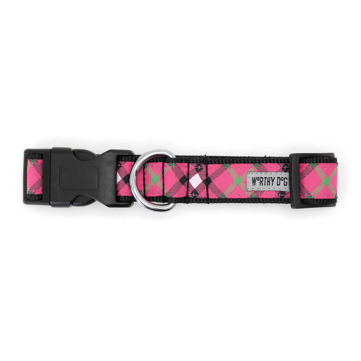 Bias Plaid Dog Collar – 5 colours, Sizes XS–XL