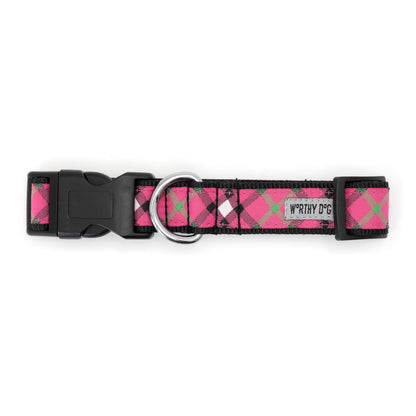 Bias Plaid Dog Collar – 5 colours, Sizes XS–XL