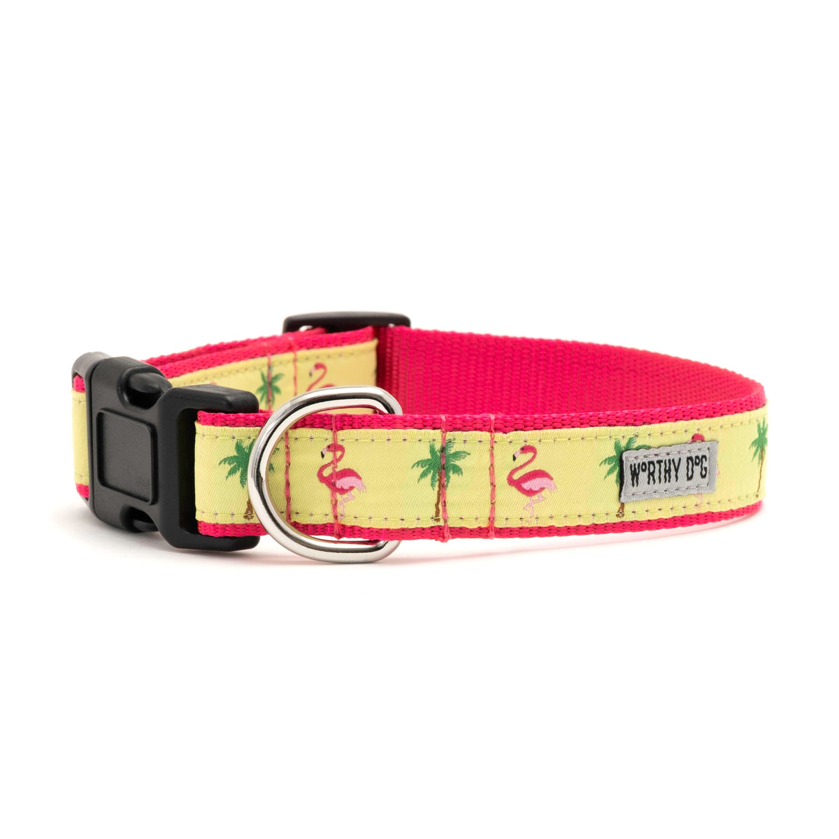 Flamingos Dog Collar – Pink, Sizes XS–XL