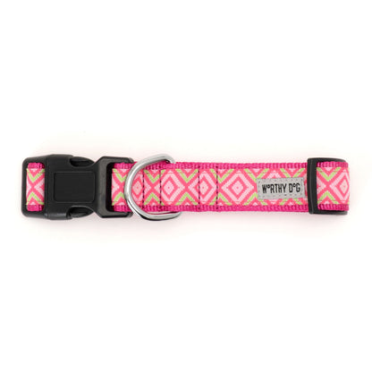 Graphic Diamond Dog Collar – Purple, Pink & Blue, Sizes XS–XL