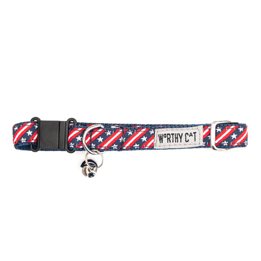 Bias Stars & Stripes Cat Collar – Red/White/Blue, Size One Size