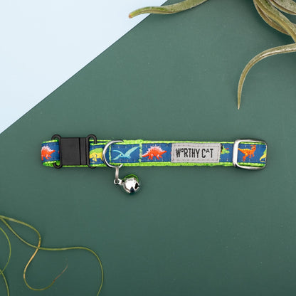 Dino Cat Collar – Green, Size One Size