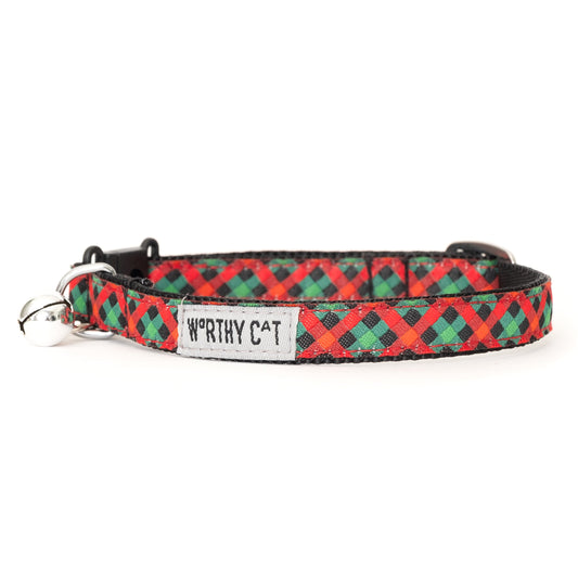 Holiday Check Cat Collar – Multicolored, Size One Size