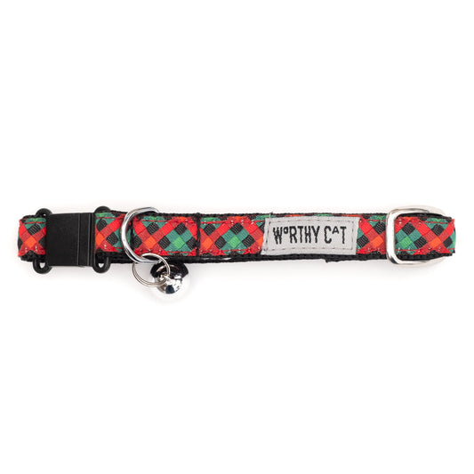 Holiday Check Cat Collar – Multicolored, Size One Size