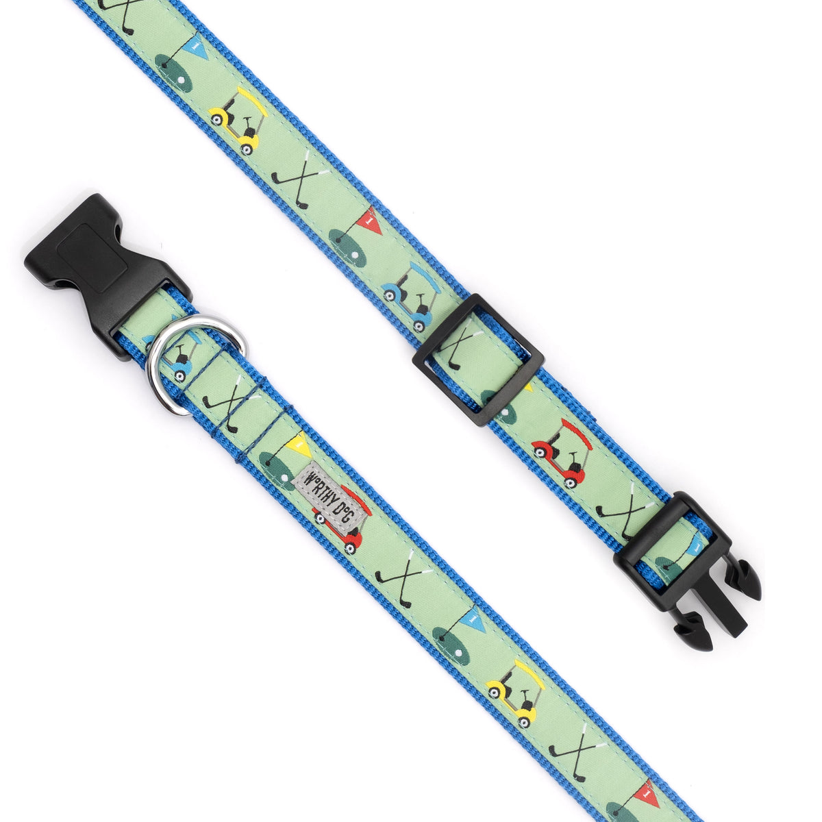 Golf Dog Collar – Green & Pink, Sizes XS–XL