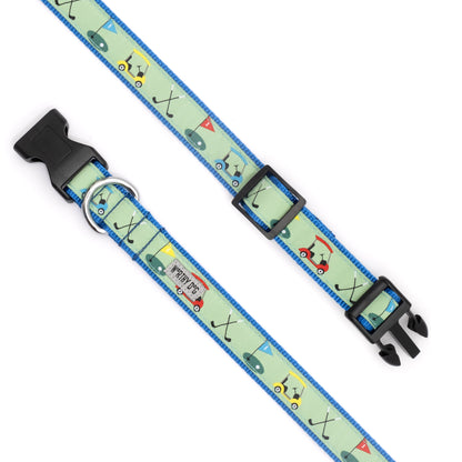 Golf Dog Collar – Green & Pink, Sizes XS–XL