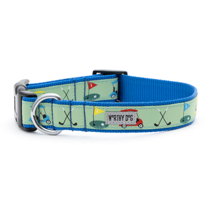 Golf Dog Collar – Green & Pink, Sizes XS–XL
