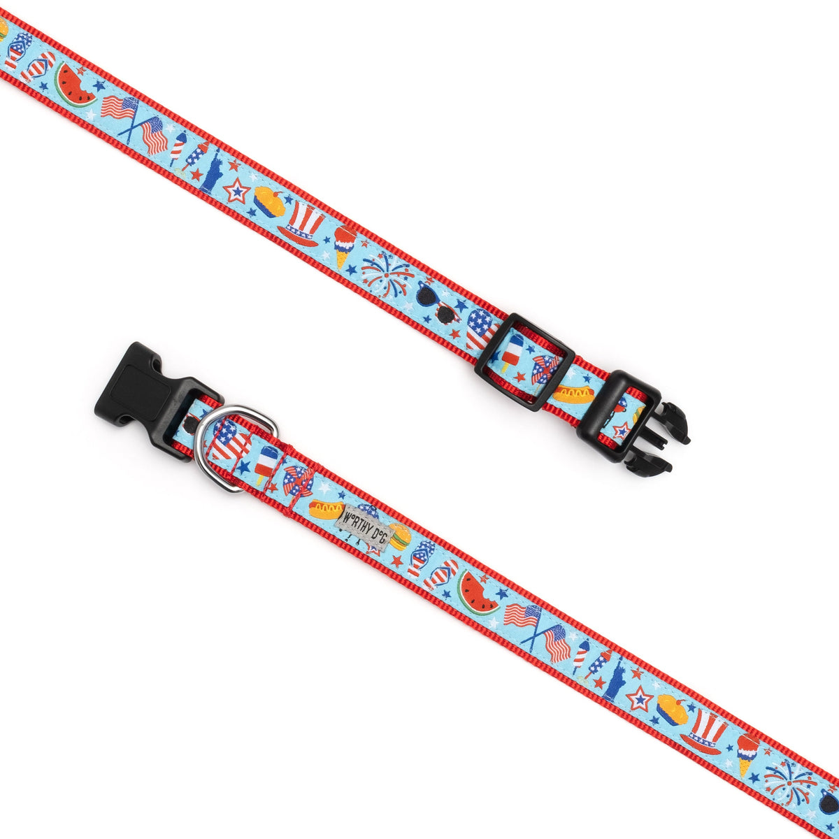 Independence Day Dog Collar – Blue, Sizes XS–XL