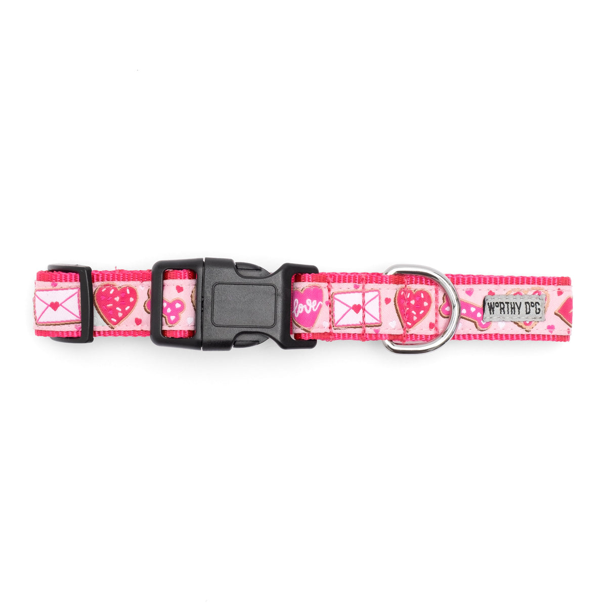 Love & Kisses Dog Collar – Pink, Sizes XS–XL
