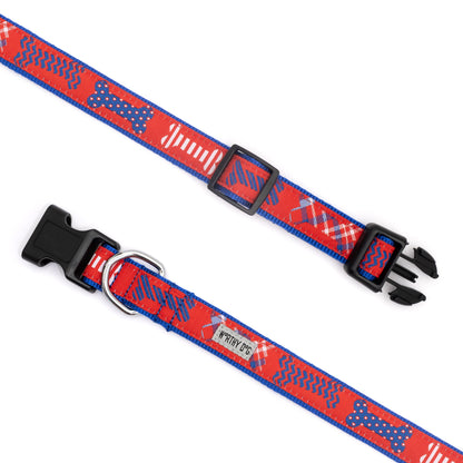 Preppy Bones Dog Collar – Pink, Blue & Red/White/Blue, Sizes XS–XL