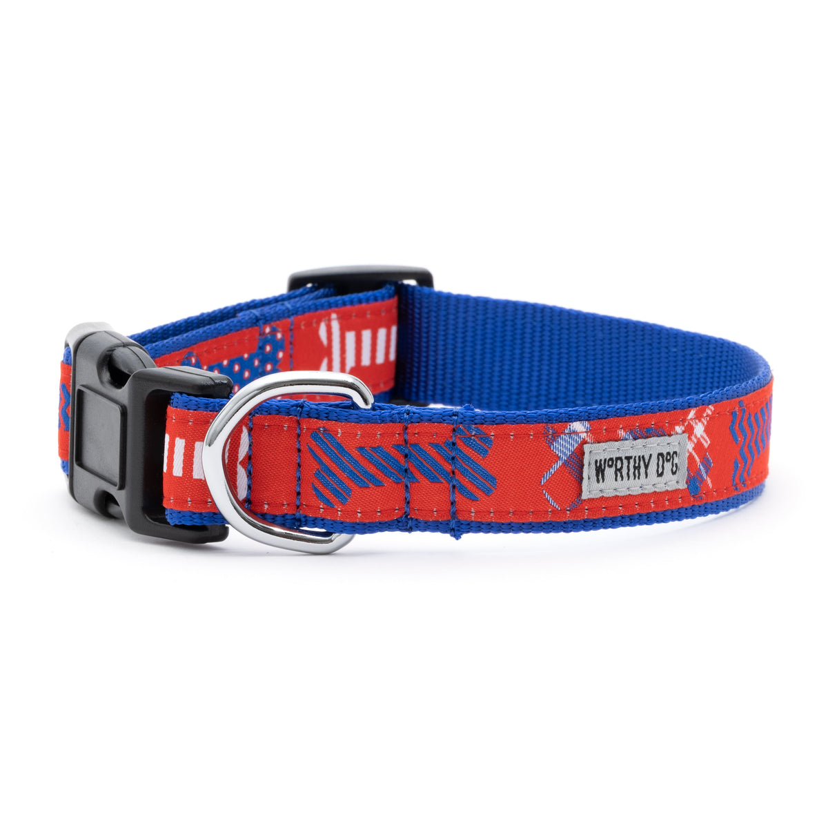Preppy Bones Dog Collar – Pink, Blue & Red/White/Blue, Sizes XS–XL