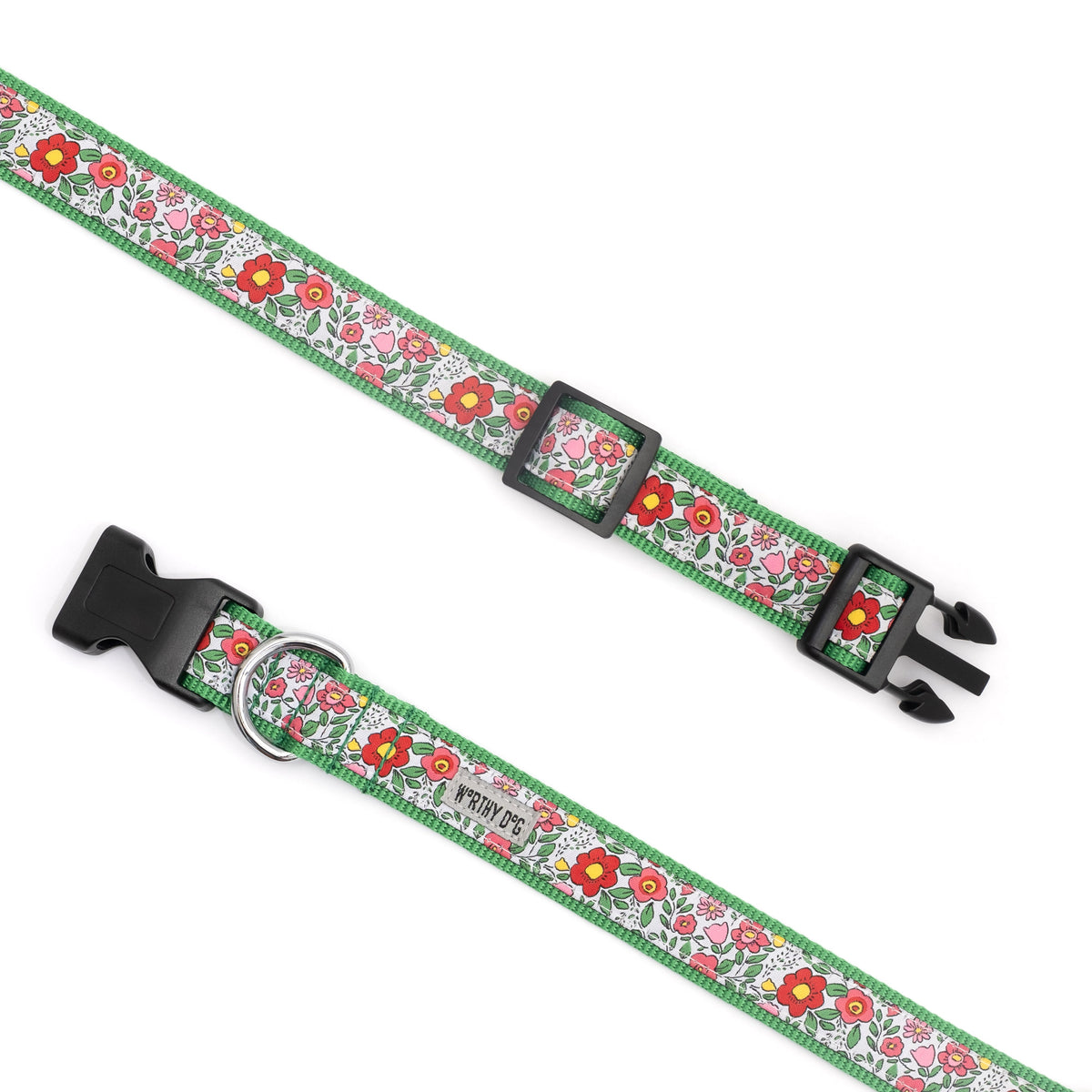 Spring Garden Dog Collar – Coral, Sizes XS–XL