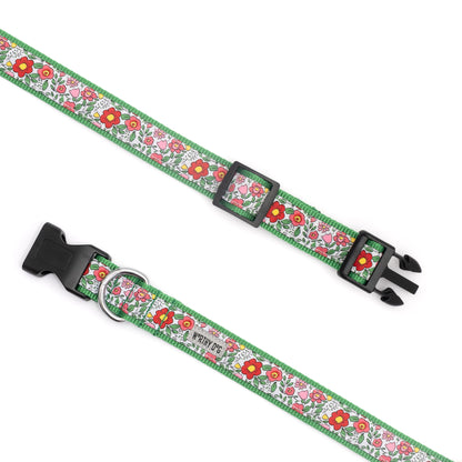 Spring Garden Dog Collar – Coral, Sizes XS–XL