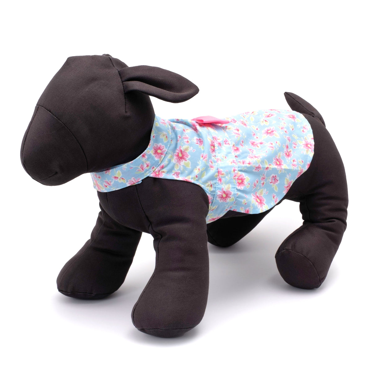 Fancy Floral Dog Dress – Polyester, Yellow & Blue, Sizes XS–XXL
