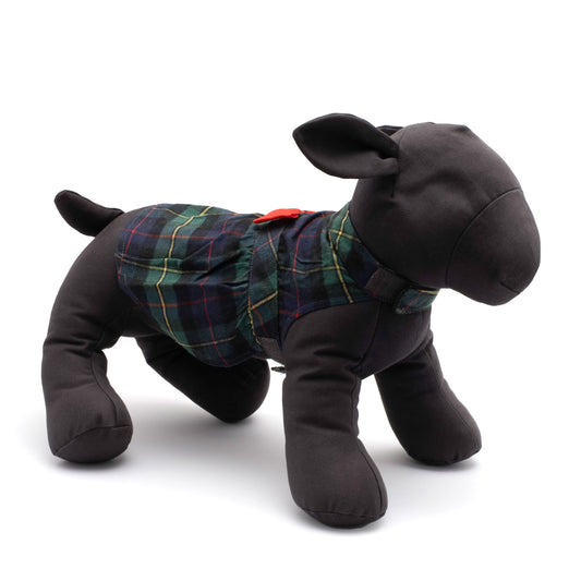MacLeod Tartan Dog Dress – Cotton, Black Multicolored, Sizes XS–XXL