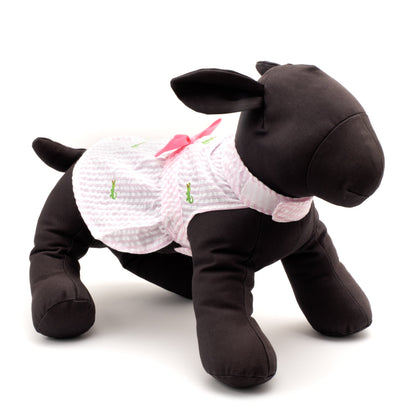 Pink Stripe Alligator Dog Dress – Cotton, Pink/White, Sizes XS–XXL