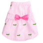 Pink Stripe Alligator Dog Dress – Cotton, Pink/White, Sizes XS–XXL