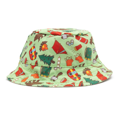 Happy Camper Bucket Dog Hat – Polyester, Green, Sizes S–XL