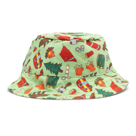 Happy Camper Bucket Dog Hat – Polyester, Green, Sizes S–XL