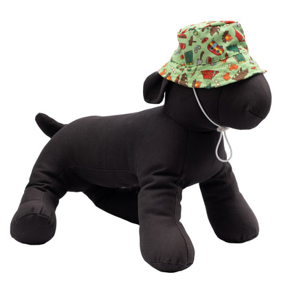 Happy Camper Bucket Dog Hat – Polyester, Green, Sizes S–XL