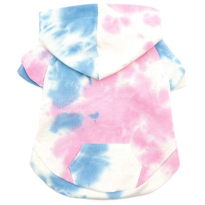 Tie Dye Dog Hoodie – Cotton, Blue & Pink, Sizes XS–XXL