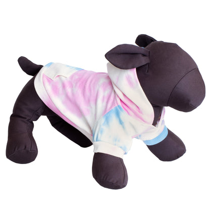 Tie Dye Dog Hoodie – Cotton, Blue & Pink, Sizes XS–XXL