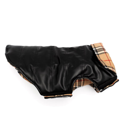 Black Faux Leather Dog Jacket, black, product view 3